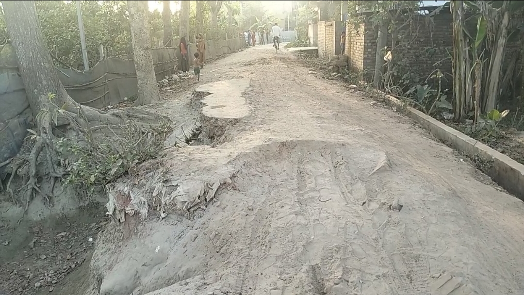 বেনাপোলের বড় আঁচড়া পূর্বপাড়ার একমাত্র রাস্তাটি চলাচলে অনুপযোগী