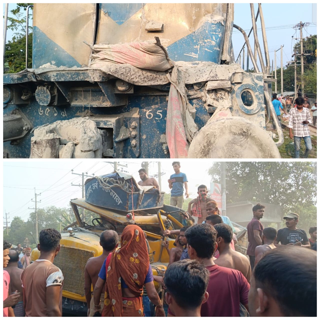 শার্শার নাভারণে ট্রেন ও ট্রাকের মুখোমুখি সংঘর্ষ আহত ২