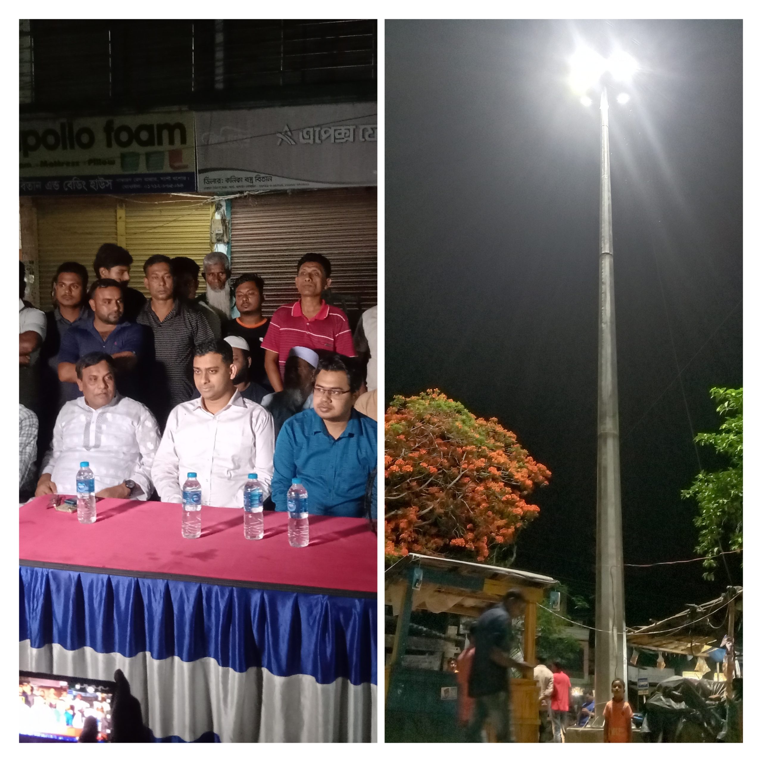 নাভারণে তালেব প্লাজার সামনে একটি দৃষ্টিনন্দন হাইমাস টাওয়র লাইট স্থাপন