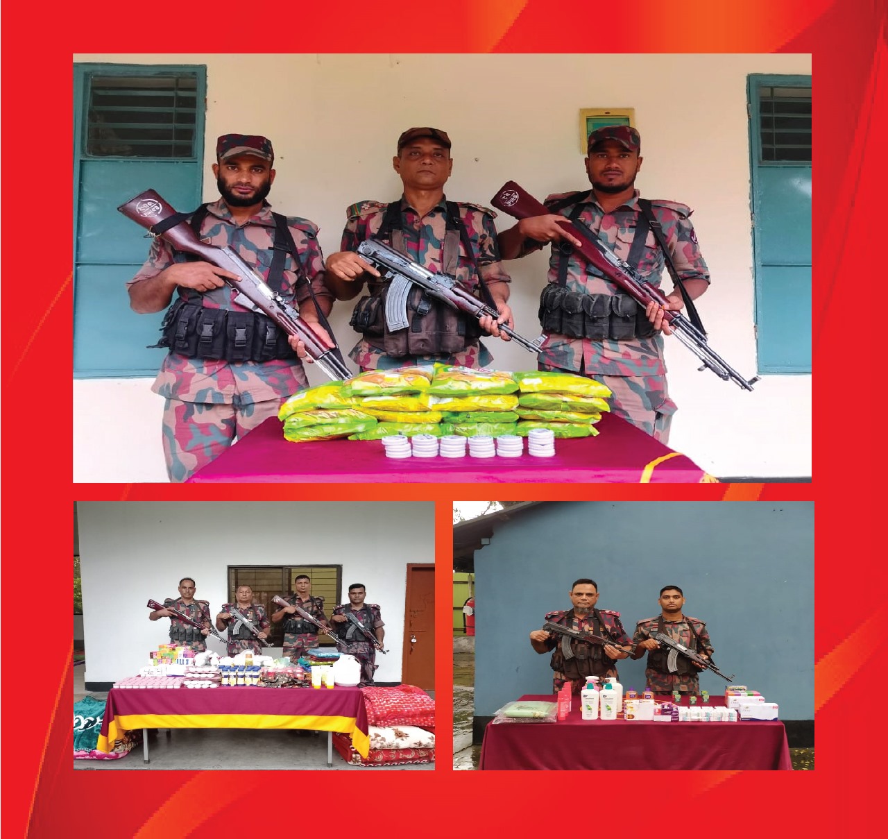 সীমান্তে অভিযান চালিয়ে অবৈধ চোরাচালানী মালামাল আটক করেছে বিজিবি