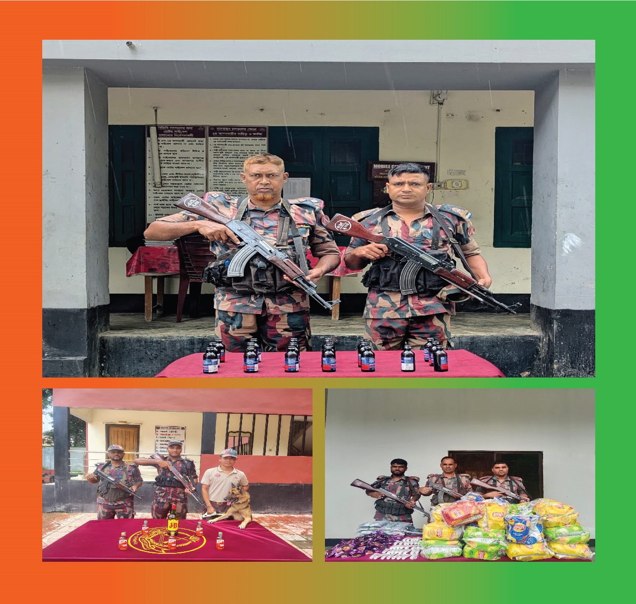 সীমান্তে বিজিবির অভিযানে মাদক দ্রব্য সহ চোরাচালান মালামাল আটক