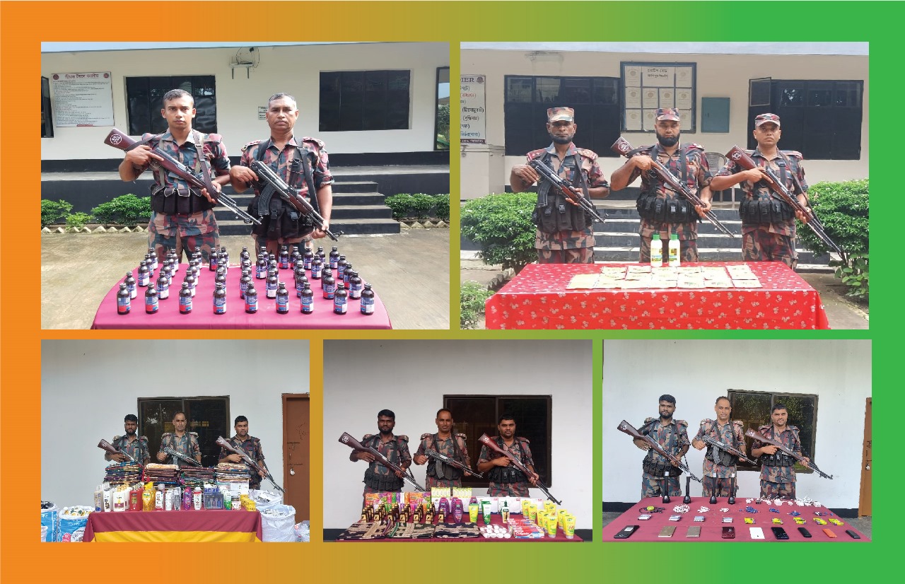 যশোর সীমান্তে বিজিবির অভিযানে মাদক দ্রব্য সহ চোরাচালান মালামাল আটক