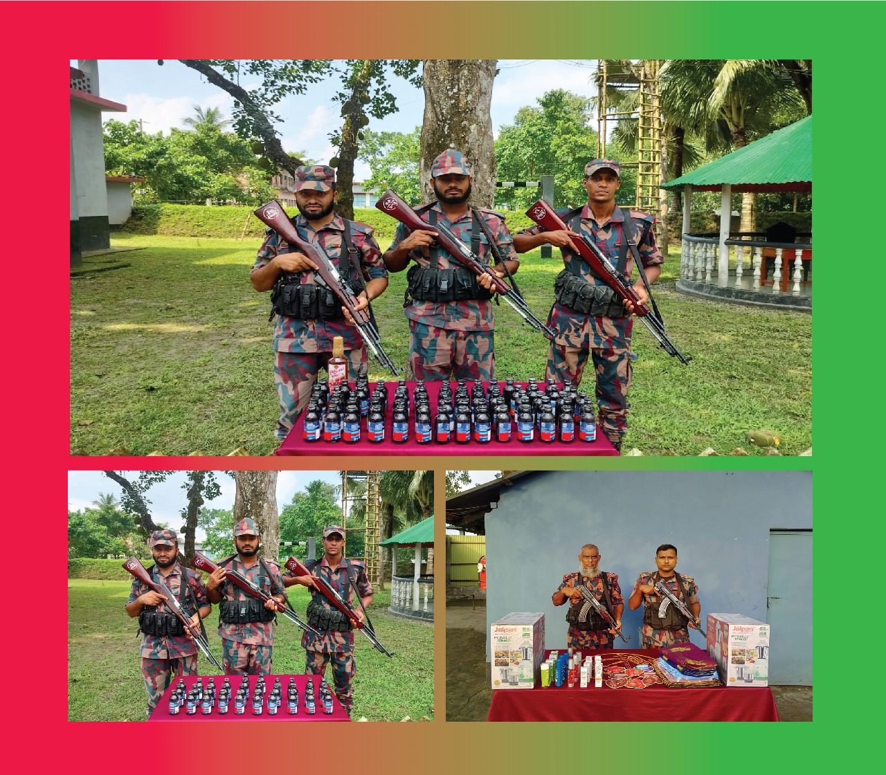 সীমান্তে অভিযান চালিয়ে মদ, ভারতীয় ফেন্সিডিল, থ্রি পিস, কম্বল সহ চোরাচালান মালামাল আটক করেছে ৪৯ বিজিবি