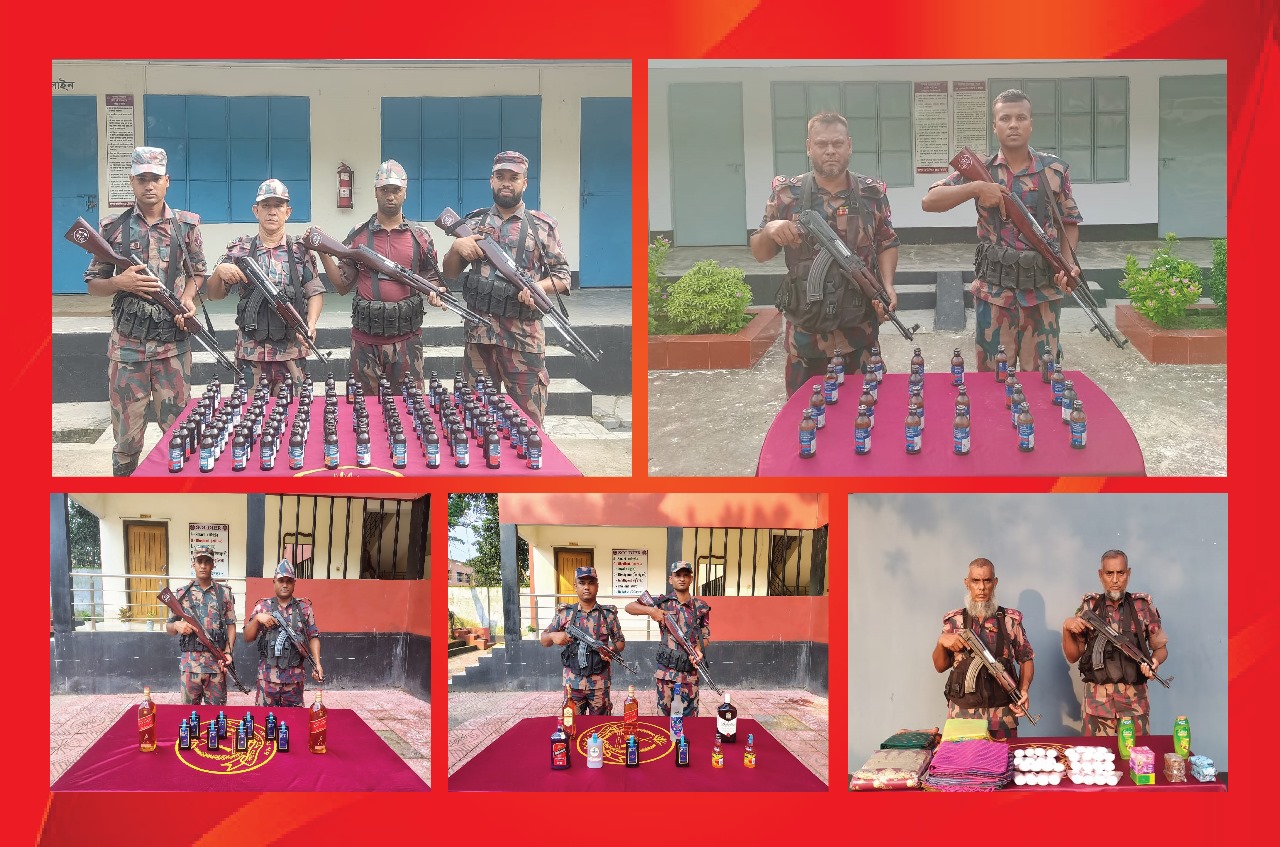 সীমান্তে বিজিবির অভিযানে মাদকদ্রব্য সহ চোরাচালান মালামাল আটক