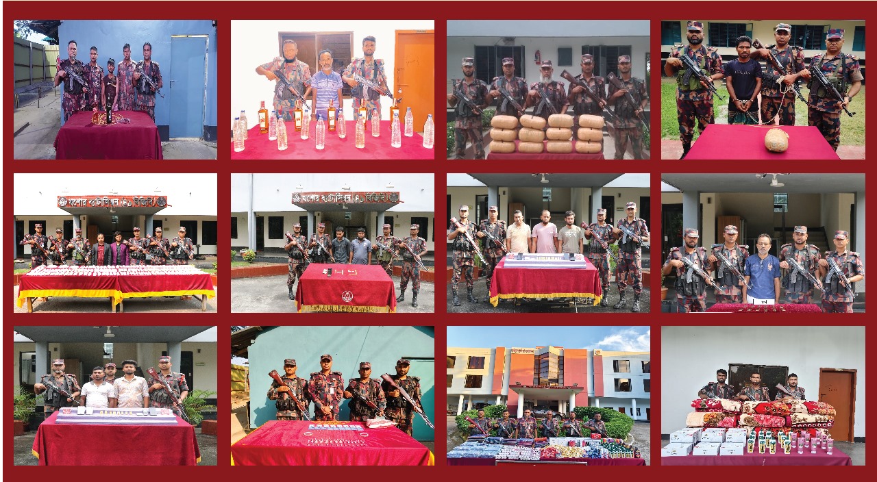 সীমান্তে বিজিবির অভিযানে স্বর্ণ, মাদকদ্রব্য এবং চোরাচালানী পণ্যসহ ৪৯ জন আটক