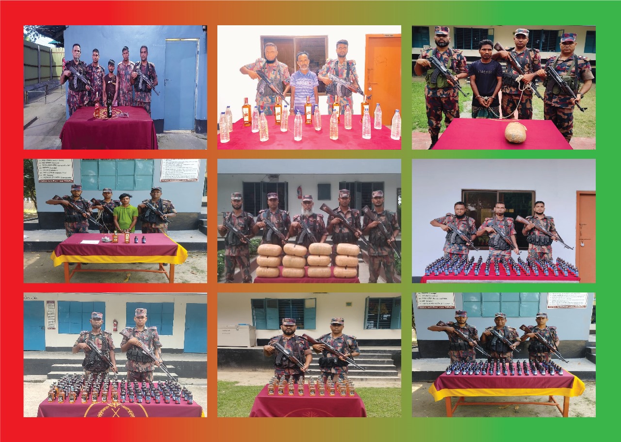 বিপুল পরিমাণ মাদকদ্রব্যসহ যশোর সীমান্তে ৩৫ জন মাদক চোরাকারবারী আটক করেছে বিজিবি