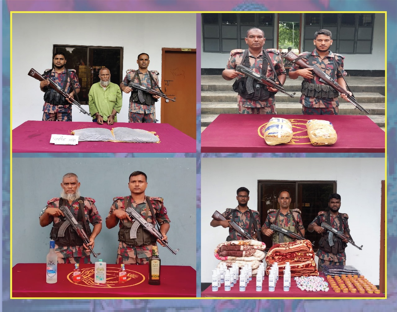 সীমান্তে অভিযান চালিয়ে ০১ জন আসামীসহ মাদকদ্রব্য এবং অবৈধ চোরাচালানী মালামাল আটক করেছে বিজিবি