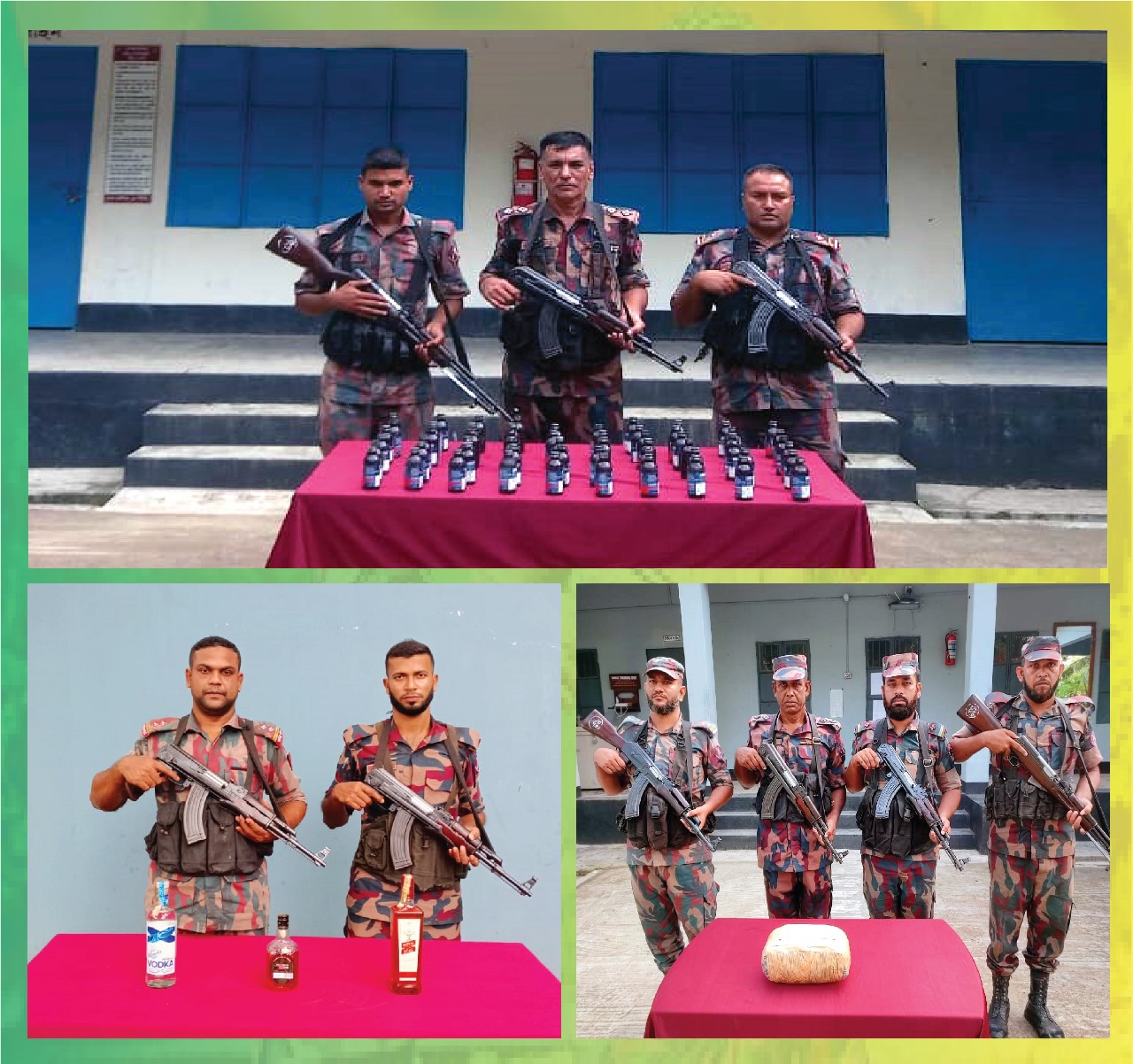 সীমান্তে অভিযানে মাদকদ্রব্য এবং অবৈধ চোরাচালানী মালামাল আটক বিজিবির