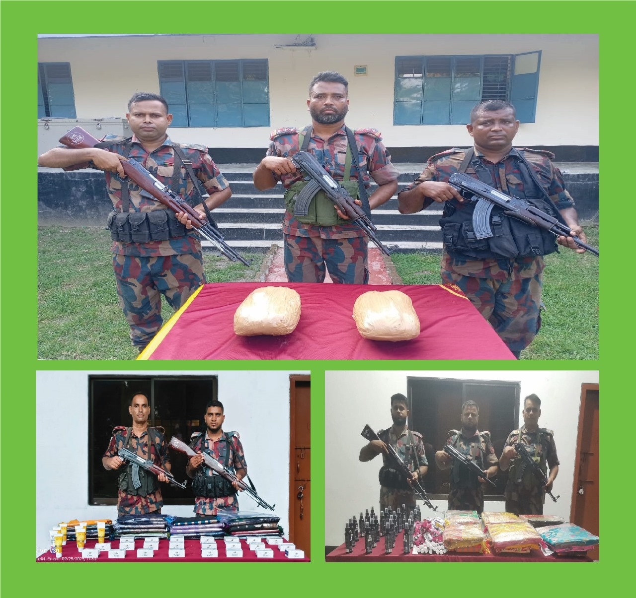 সীমান্তে অভিযান চালিয়ে মাদকদ্রব্য এবং চোরাচালানী মালামাল আটক বিজিবির