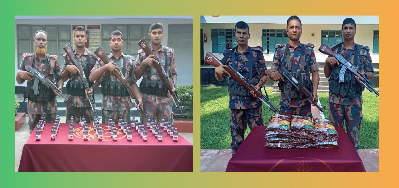 যশোর সীমান্তে অভিযানে মালিকবিহীন মাদকদ্রব্য এবং অবৈধ চোরাচালানী মালামাল আটক করেছে বিজিবি