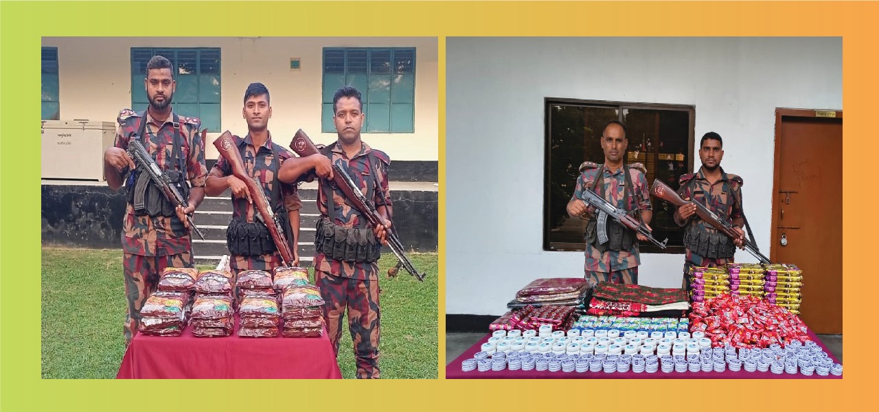 যশোর সীমান্তে অভিযানে মালিকবিহীন অবৈধ চোরাচালানী মালামাল আটক বিজিবির