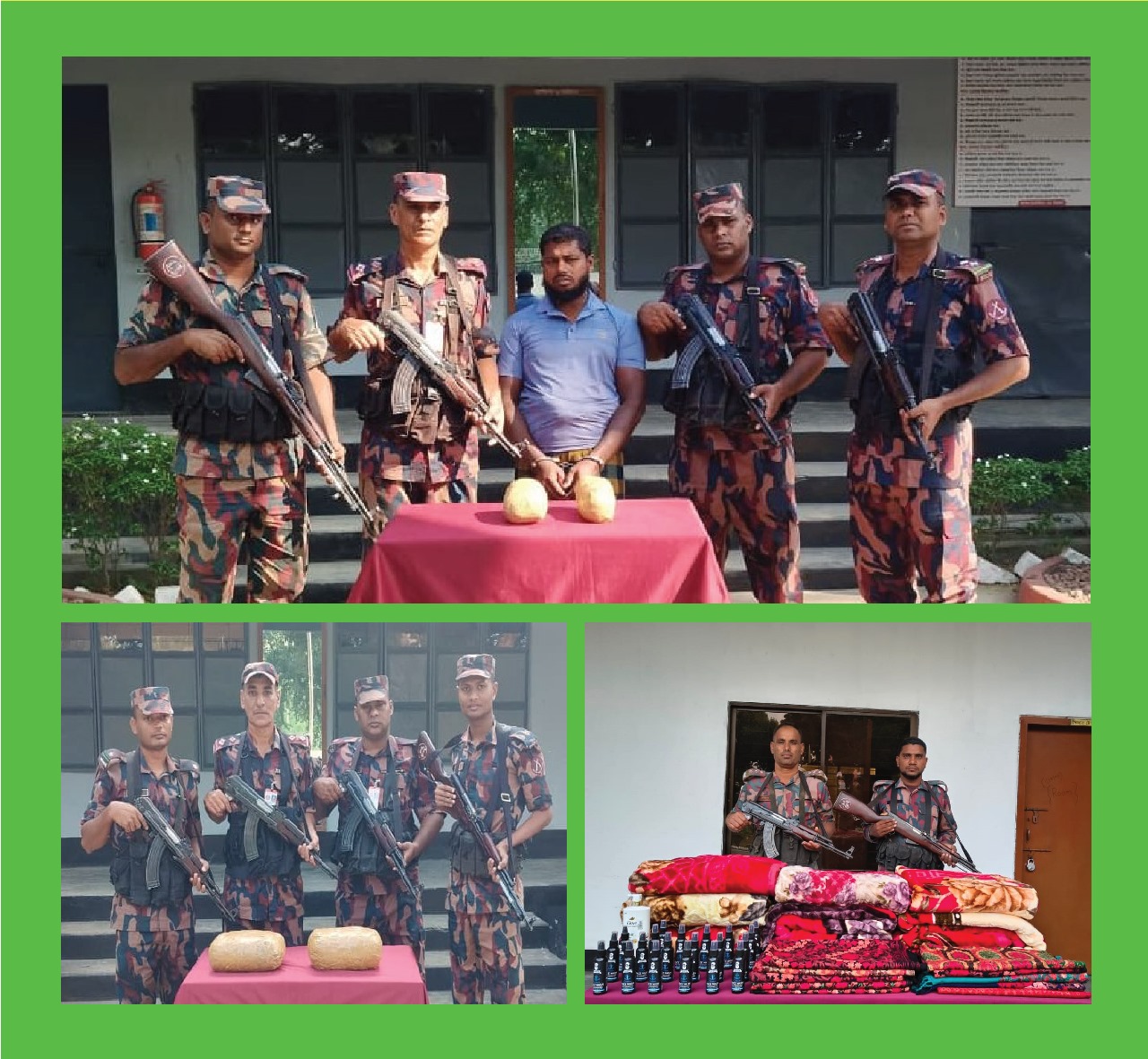 যশোর সীমান্তে অভিযানে ০১ আসামীসহ মাদকদ্রব্য এবং বেআইনি চোরাচালানী মালামাল আটক করেছে ৪৯ বিজিবি 