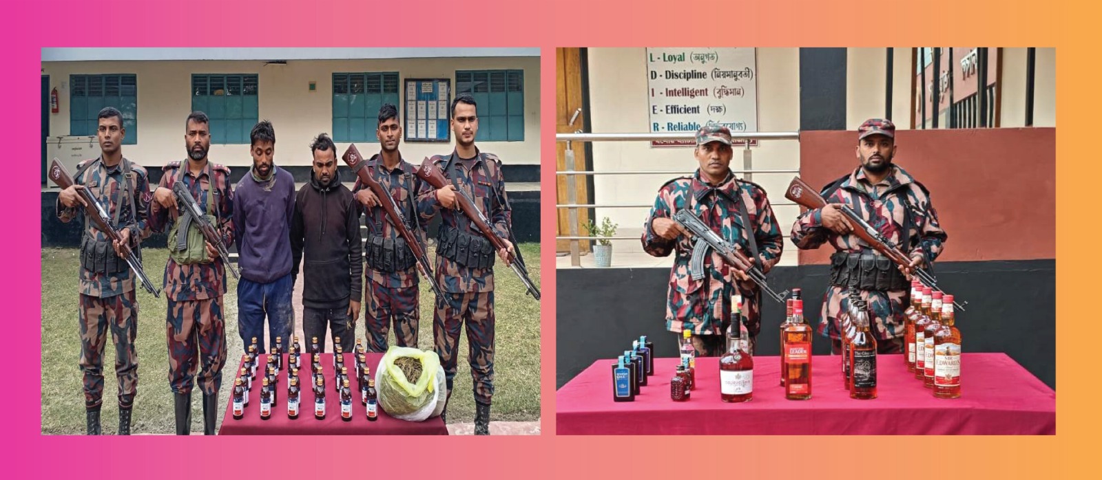 যশোর সীমান্ত থেকে ০২ আসামীসহ মাদকদ্রব্য এবং অবৈধ চোরাচালানী মালামাল আটক