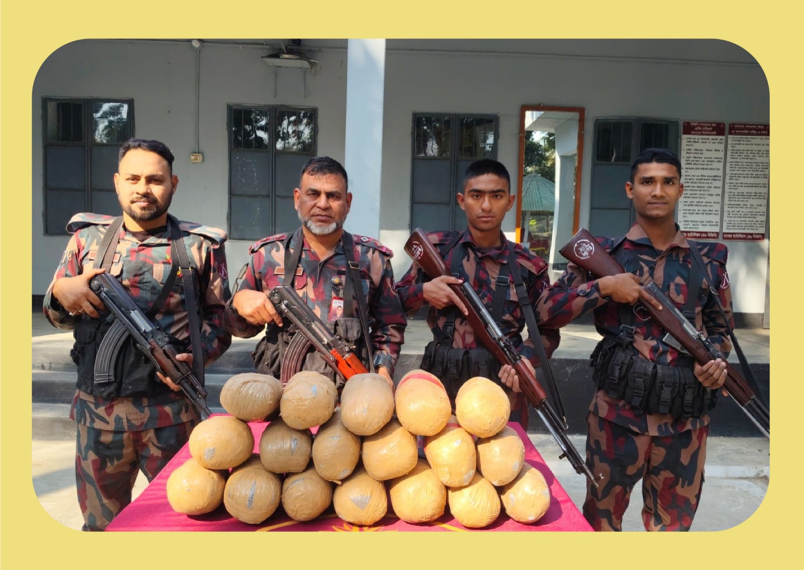 সীমান্তে অভিযানে মালিকবিহীন মাদকদ্রব্য ও চোরাচালানী মালামাল আটক