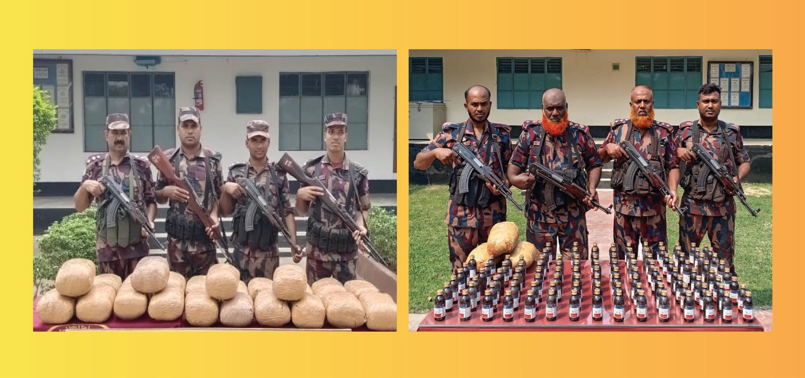 ধান্যখোলা ও আন্দুলিয়া সীমান্ত থেকে গাঁজা এবং নেশা জাতীয় আটক