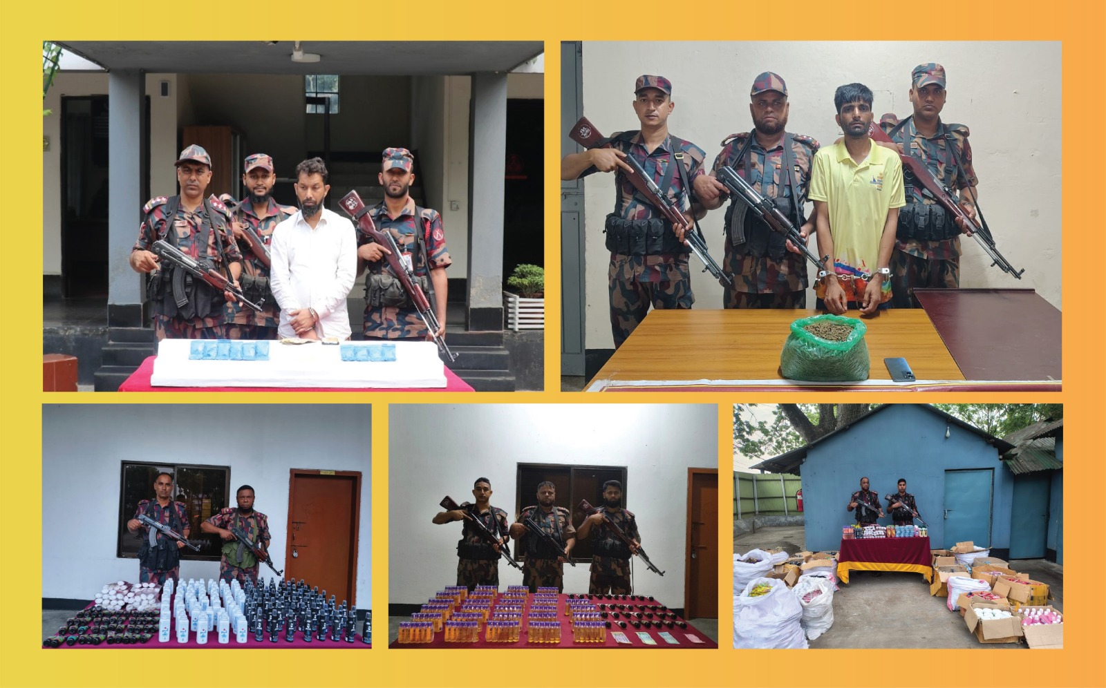 সীমান্তে অভিযান চালিয়ে ০২ আসামীসহ মাদকদ্রব্য এবং বিপুল চোরাচালানী মালামাল আটক করেছে বিজিবি।