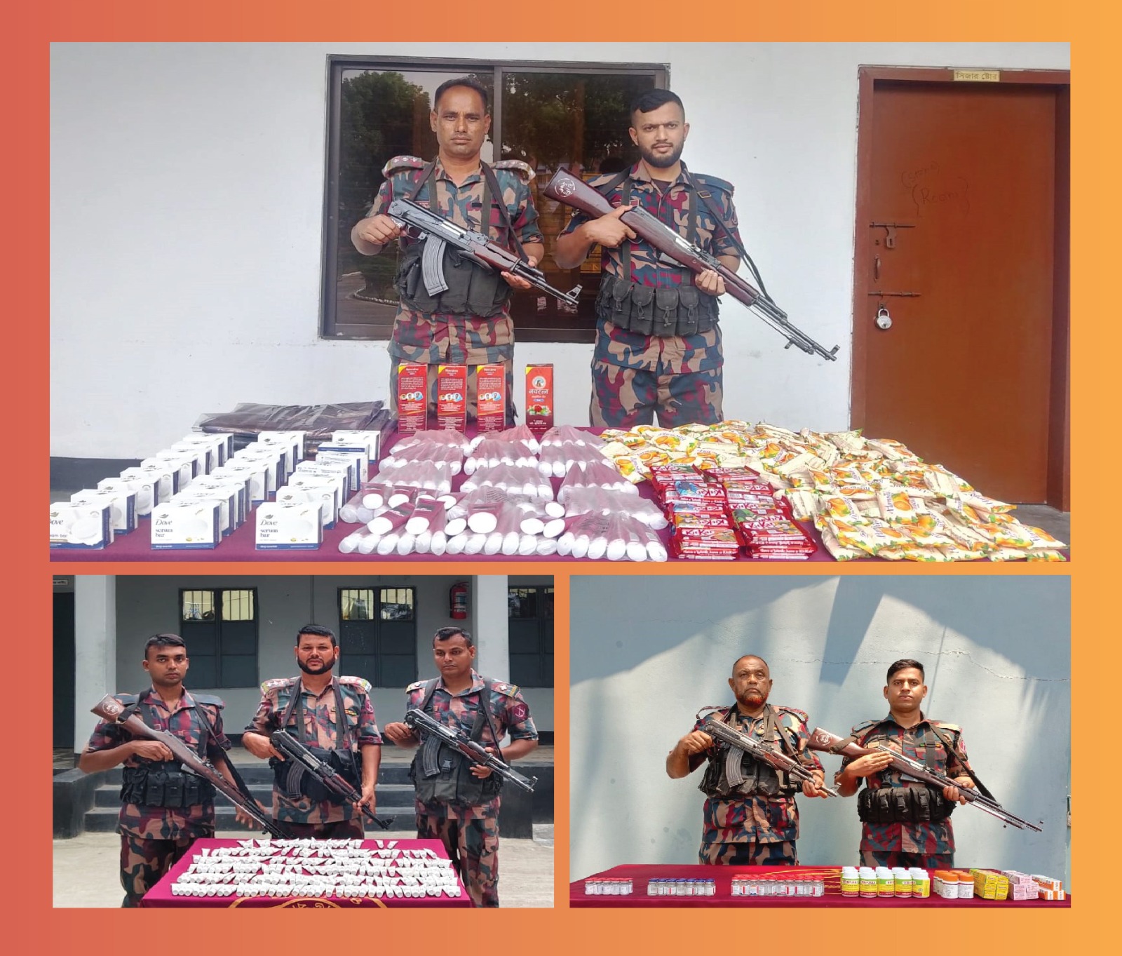 সীমান্তে অভিযান চালিয়ে মালিকবিহীন চোরাচালানী মালামাল আটক করেছে বিজিবি