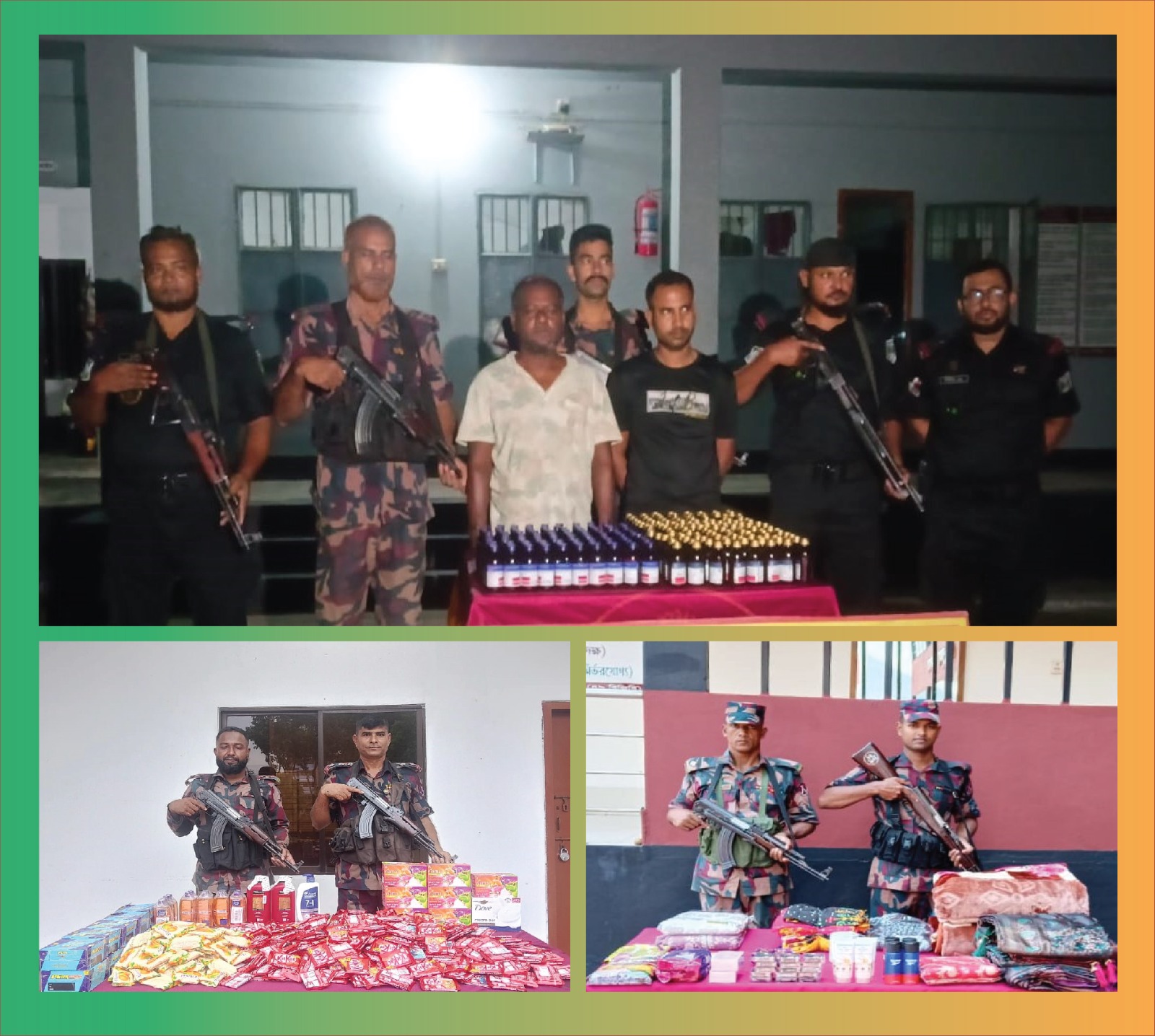 যশোর সীমান্তে ৪৯ বিজিবি ও র‍্যাব-৬ এর যৌথ অভিযানে ০২জন আসামীসহ ১১৮ ও ৯৯ বোতল নেশা জাতীয় দ্রব্য আটক