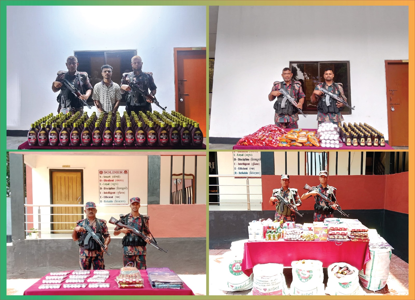 সীমান্ত অভিযানে একজন আসামীসহ চোরাচালানী মালামাল আটক বিজিবির 