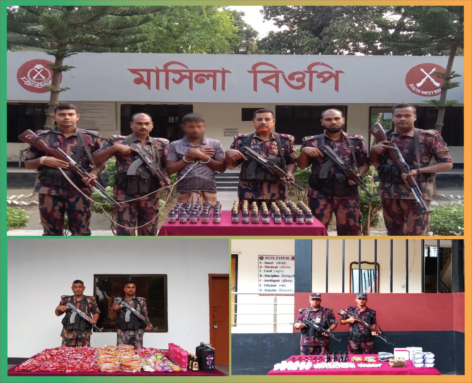যশোর সীমান্তে অভিযানে ১জন আসামীসহ মাদকদ্রব্য এবং অবৈধ মালামাল আটক