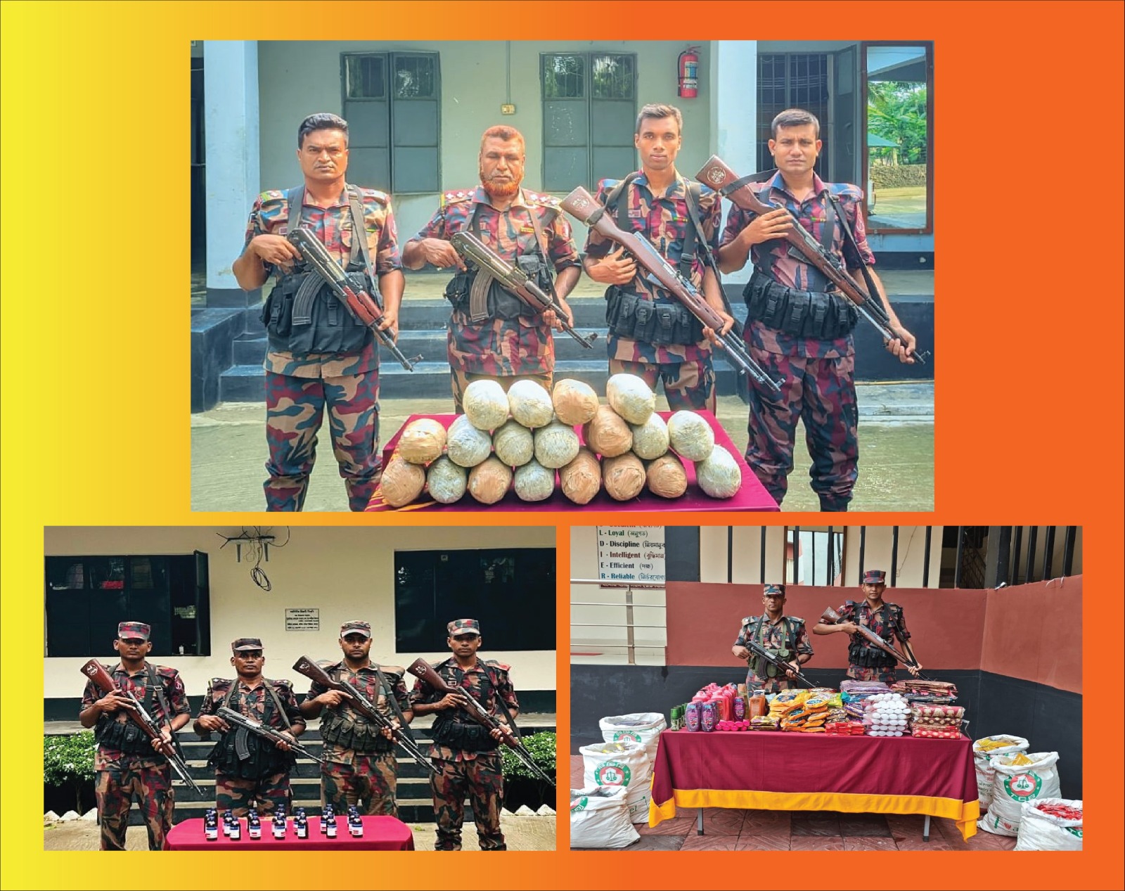 যশোর সীমান্তে অভিযান চালিয়ে মাদকদ্রব্য এবং মালামাল আটক