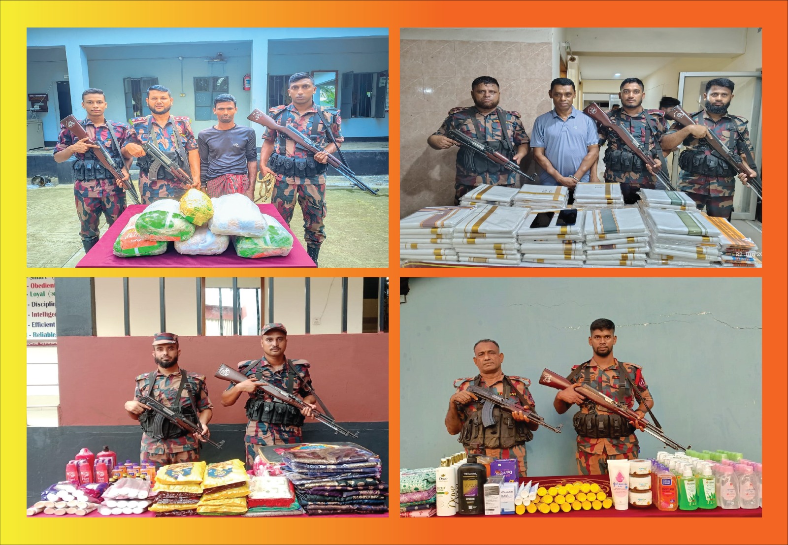 শার্শা সীমান্তে অভিযান চালিয়ে ০২ আসামীসহ মাদকদ্রব্য এবং প্রচুর ভারতীয় মালামাল আটক