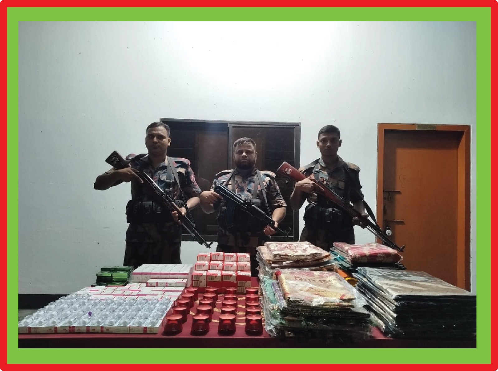 সীমান্তে অভিযান চালিয়ে চোরাচালানী মালামাল আটক বিজিবির