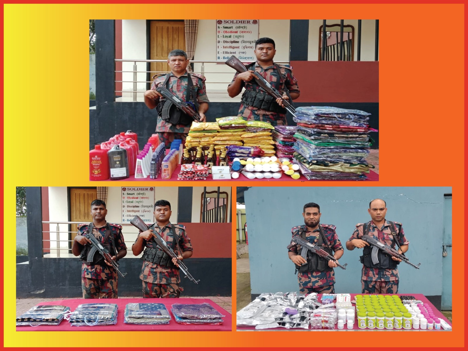 যশোর সীমান্তে অভিযানে চোরাচালানী মালামাল আটক করেছে বিজিবি