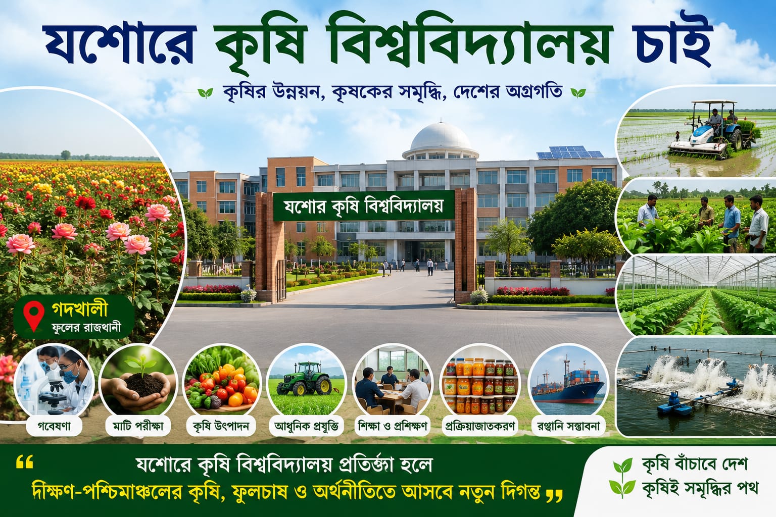 যশোরে কৃষি বিশ্ববিদ্যালয় চাই: সময়ের দাবি ও সম্ভাবনার নতুন দিগন্ত