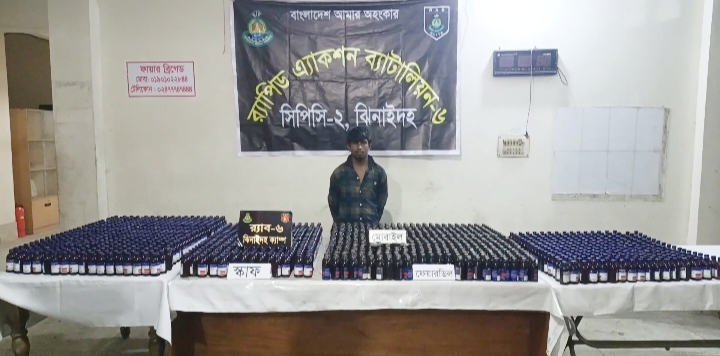ঝিনাইদহে র‍্যাবের অভিযানে বিপুল পরিমাণ মাদকসহ আটক-১,কাভার্ড ভ্যান জব্দ