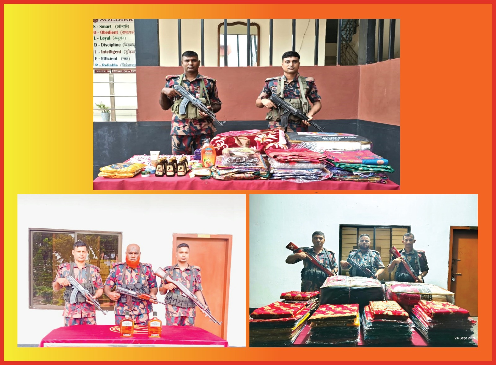 যশোর সীমান্তে বিজিবির অভিযানে মাদকদ্রব্য ও চোরাচালানী মালামাল আটক