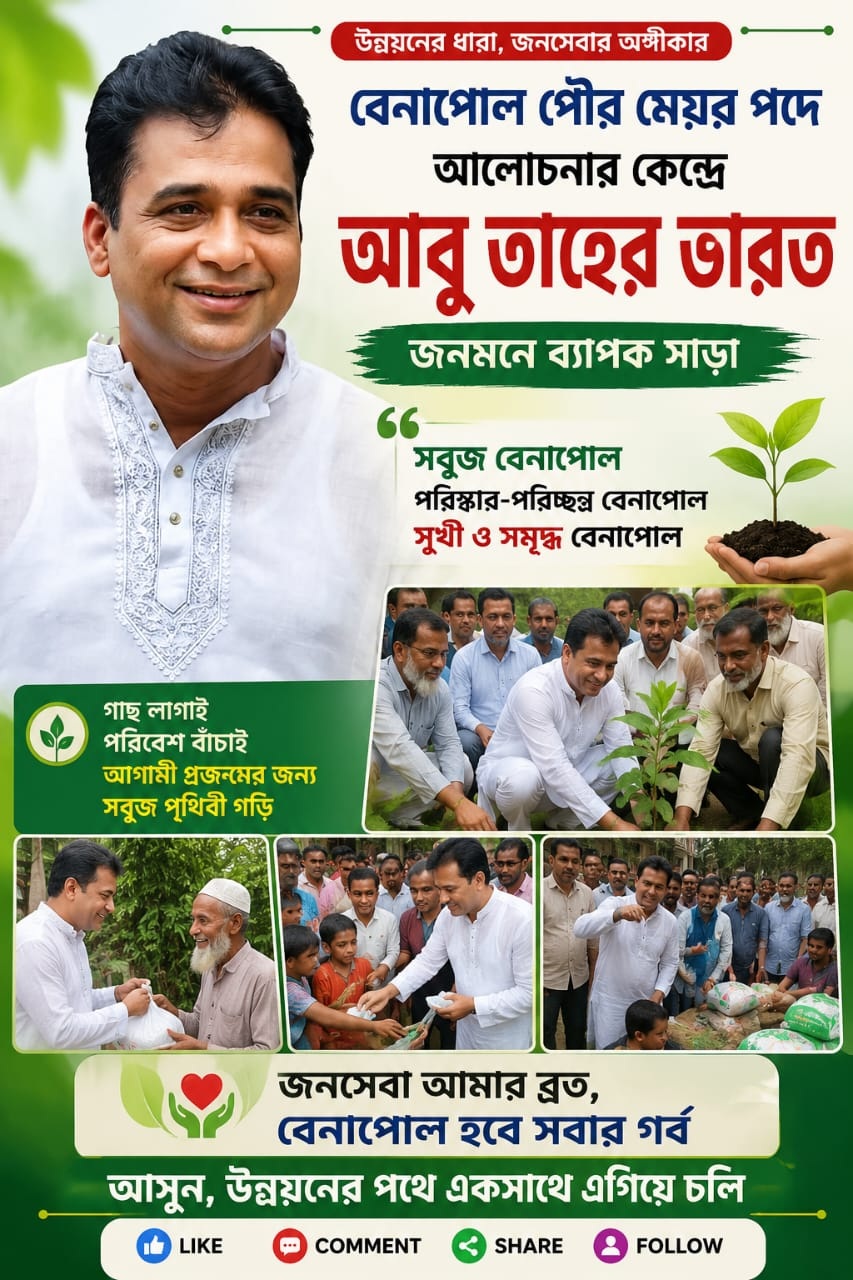 বেনাপোল পৌর মেয়র পদে আলোচনার কেন্দ্রে আবু তাহের ভারত, জনমনে ব্যাপক সাড়া