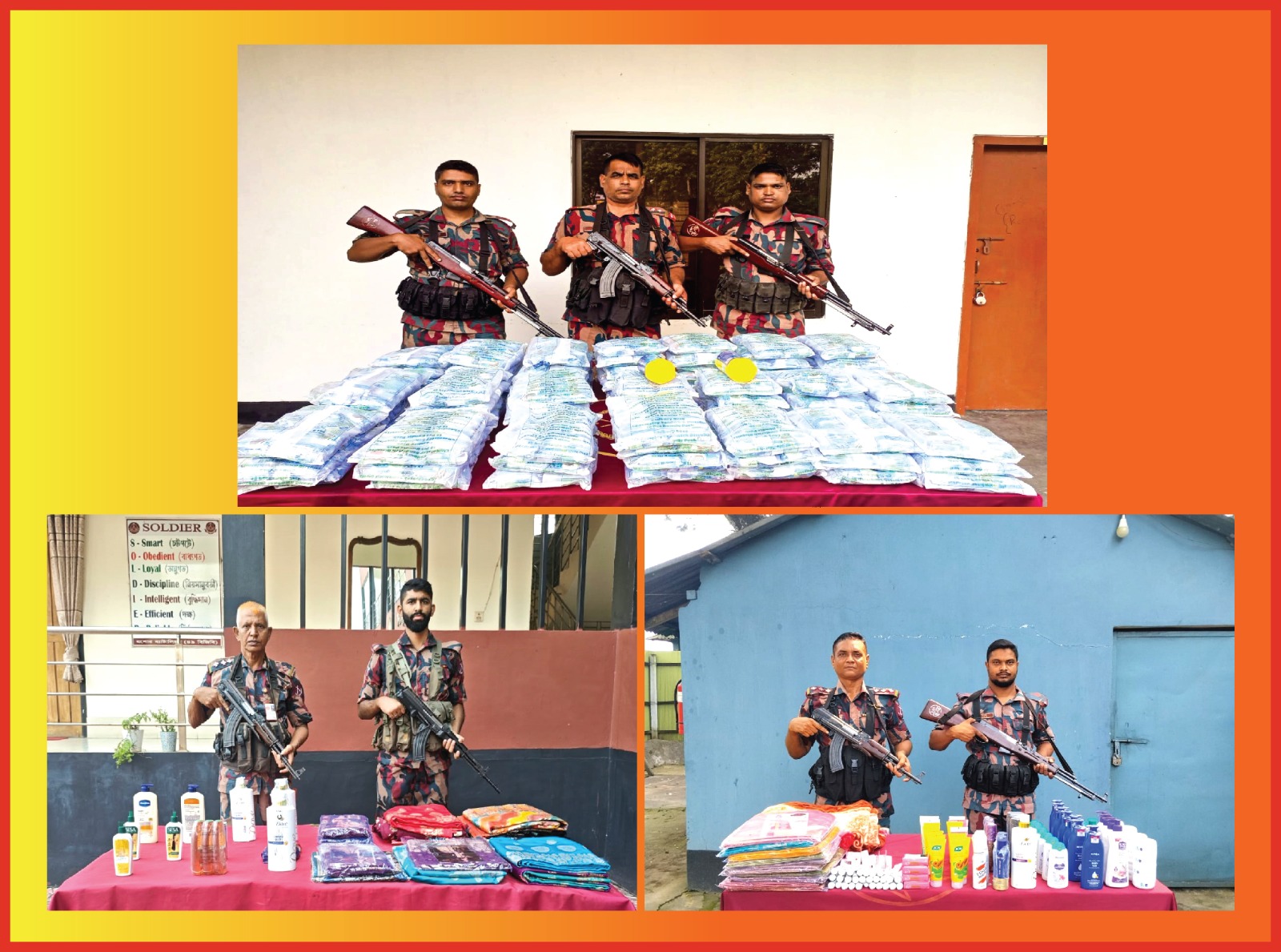 যশোর সীমান্তে অভিযান চালিয়ে চোরাচালানী মালামাল আটক
